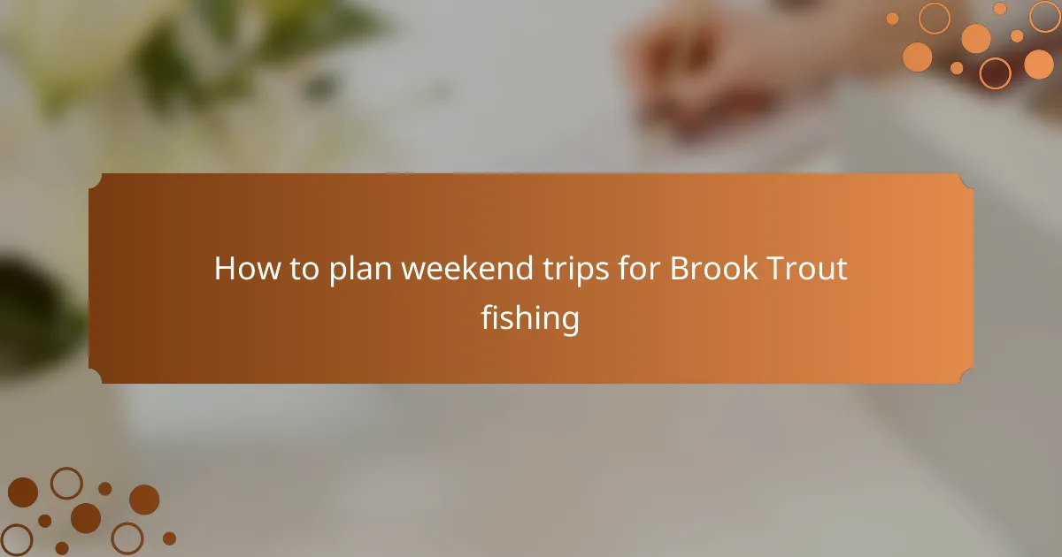 How to plan weekend trips for Brook Trout fishing
