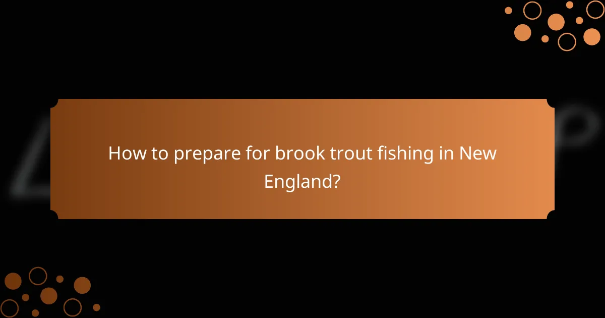 How to prepare for brook trout fishing in New England?