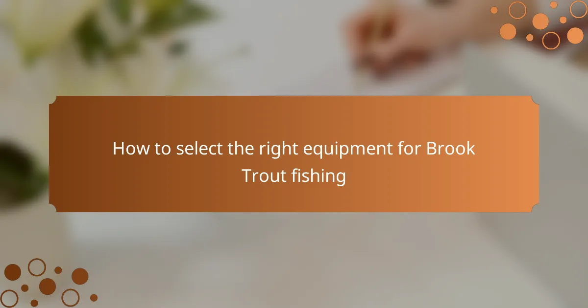 How to select the right equipment for Brook Trout fishing