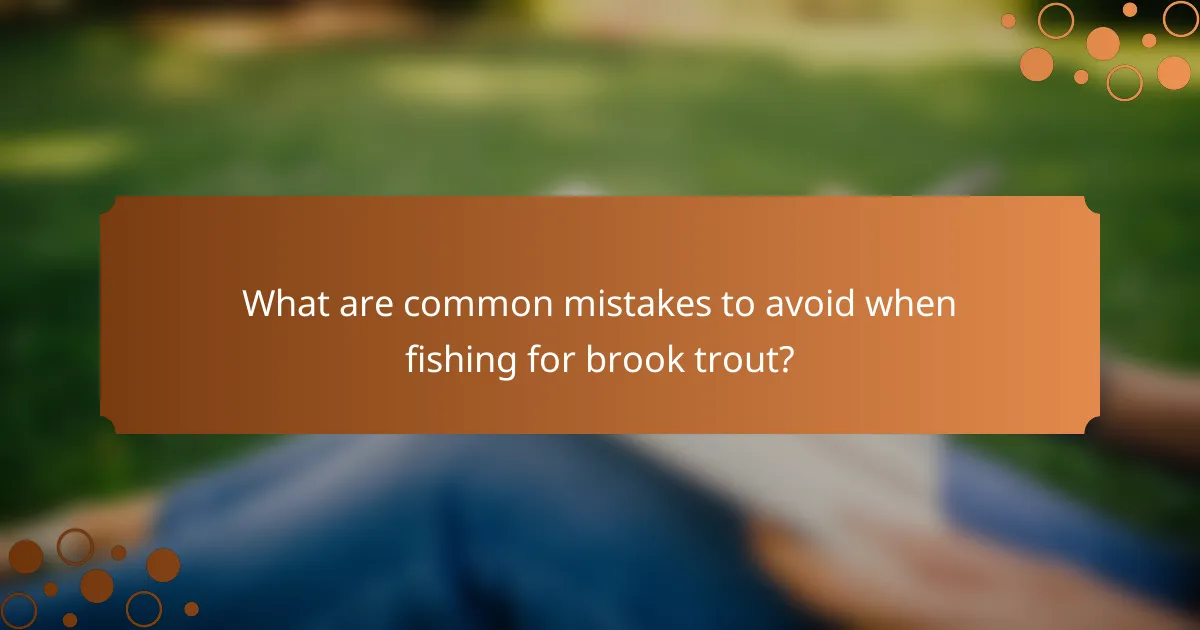 What are common mistakes to avoid when fishing for brook trout?