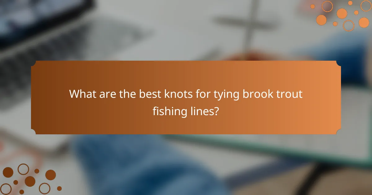What are the best knots for tying brook trout fishing lines?