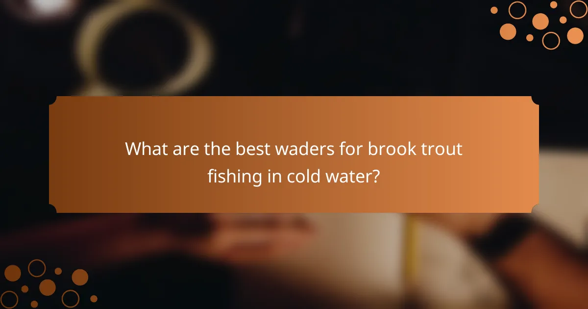 What are the best waders for brook trout fishing in cold water?